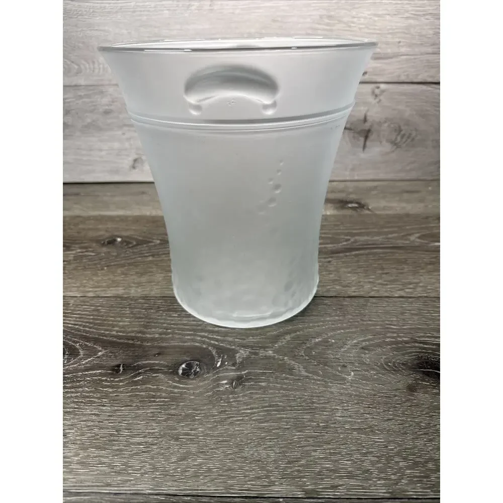 Vintage Italian Frosted Glass Ice Champagne Bucket Raised Grape Pattern 8.5”
